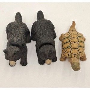 Land And Sea Nature Series Bear, Turtle Nodders Mini Figures 3 Pc Vintage